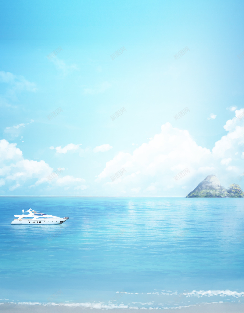 大海上的帆船素材背景psd设计背景_新图网 https://ixintu.com 天空 沙滩 清新 白云 蓝天 H5素材 开心 快乐 文艺 小清新 简约