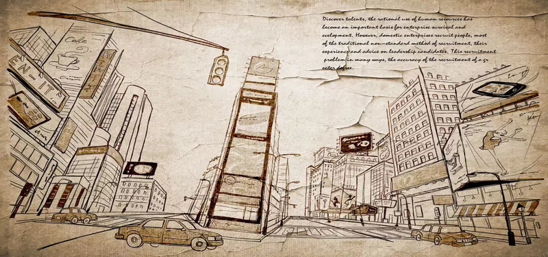 城市街景插画jpg设计背景_新图网 https://ixintu.com 城市 复古 插画 街景 车 红绿洒 建筑 商场 舞者 海报banner