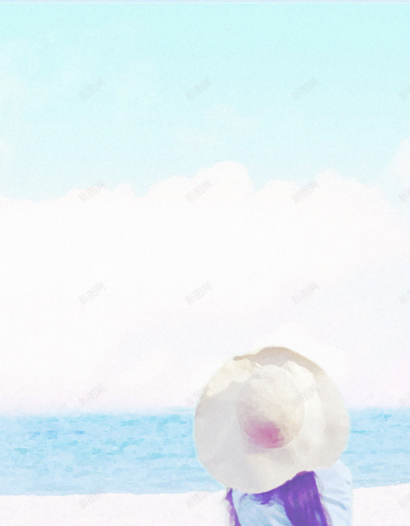 看海H5背景jpg设计背景_新图网 https://ixintu.com 天空 少女 海洋 清新 蓝色 H5背景 H5 h5 文艺 小清新 简约