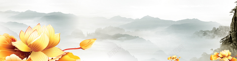 中国风背景促销bannerjpg设计背景_新图网 https://ixintu.com 简约 荷花背景 中国风背景 水墨画背景 药材促销 中医养生 活动促销 节日促销 banner