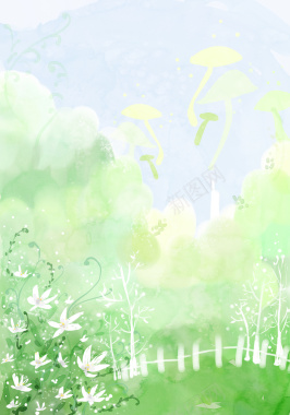 浅绿色白色花朵海报背景背景