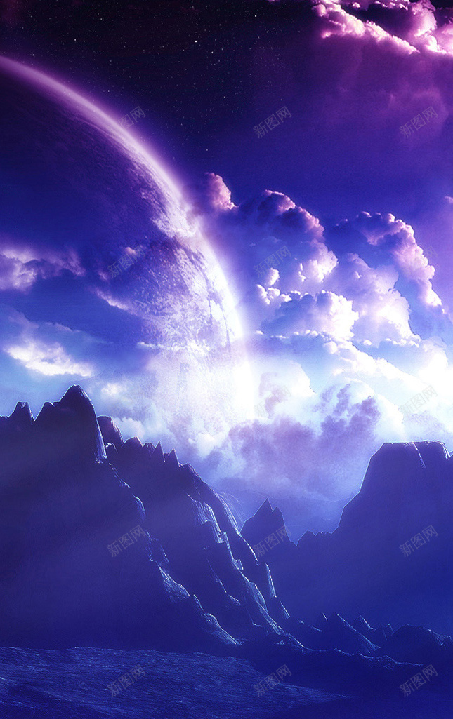 七彩大气H5背景jpg设计背景_新图网 https://ixintu.com 七彩 大气 山峰 星球 H5背景 H5 h5