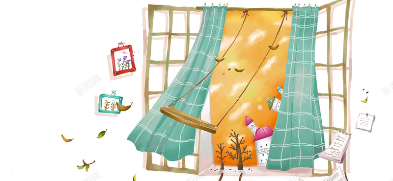 卡通插画背景jpg设计背景_新图网 https://ixintu.com 卡通 墙壁 插画 窗户 背景 海报banner 童趣 手绘