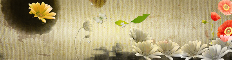 怀旧背景bannerpsd设计背景_新图网 https://ixintu.com 海报banner 怀旧 水墨 纹理 花 其他