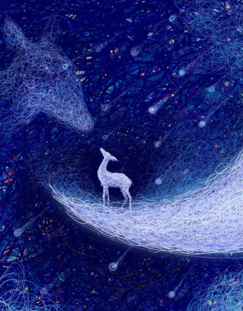 小鹿插画H5背景jpg设计背景_新图网 https://ixintu.com 小鹿 蓝色 插画 背景 卡通 H5 童趣 手绘