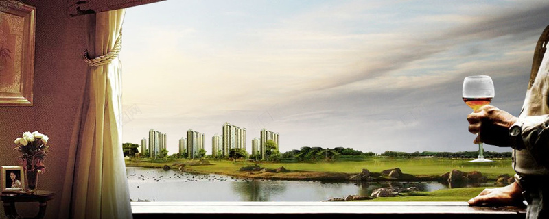 高尚生活精美房产banner背景jpg设计背景_新图网 https://ixintu.com 海报banner 商务背景 建筑物 酒杯 花 科技 科幻 商务