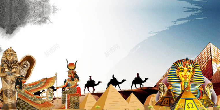 埃及地标建筑埃及风情旅游海报背景素材背景