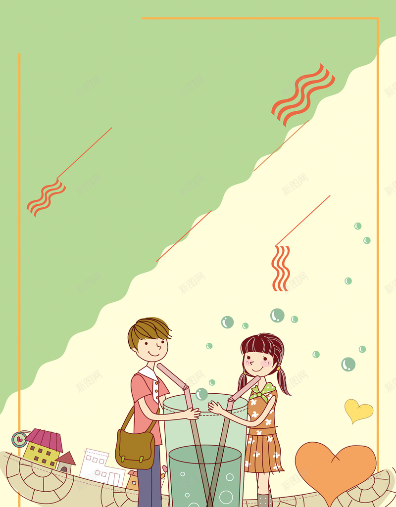 卡通插画饮品店促销背景素材psd设计背景_新图网 https://ixintu.com 冷饮宣传单 第二杯半价 火龙果汁 鲜榨果汁 西瓜汁 第二杯半价海报 冰爽 夏日 促销 橙汁