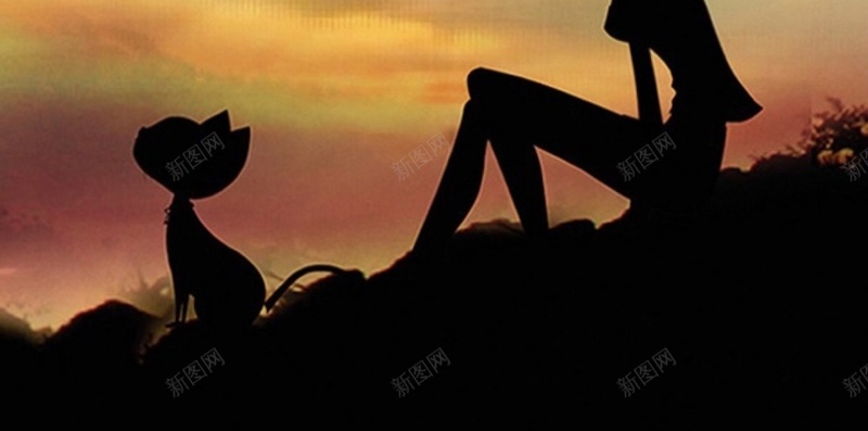 动漫女孩猫咪h5背景jpg设计背景_新图网 https://ixintu.com 泡芙小姐 动漫 卡通 漫画 黄昏 H5 h5 童趣 手绘