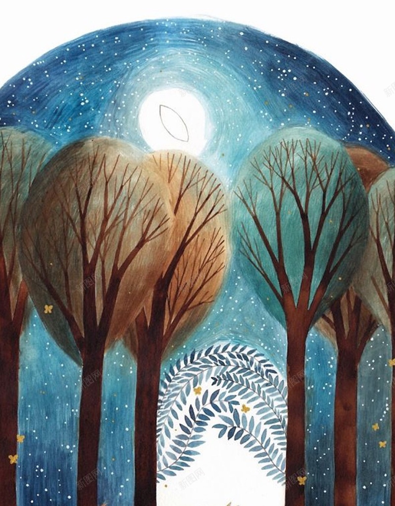 夜色林间动物插画H5背景jpg设计背景_新图网 https://ixintu.com 夜色 林间 动物 插画 背景 卡通 童趣 手绘