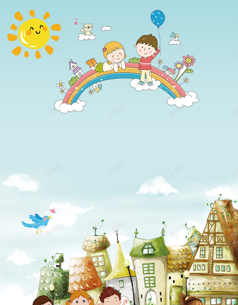 六一节儿童卡通插画童趣清新广告背景jpg高清背景_新图网 https://ixintu.com 六一节 儿童 卡通 插画 童趣 清新 文艺 手绘 房子 童话 梦幻 广告背景