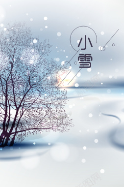 简约白色二十四节气中国风小雪节气海报背景