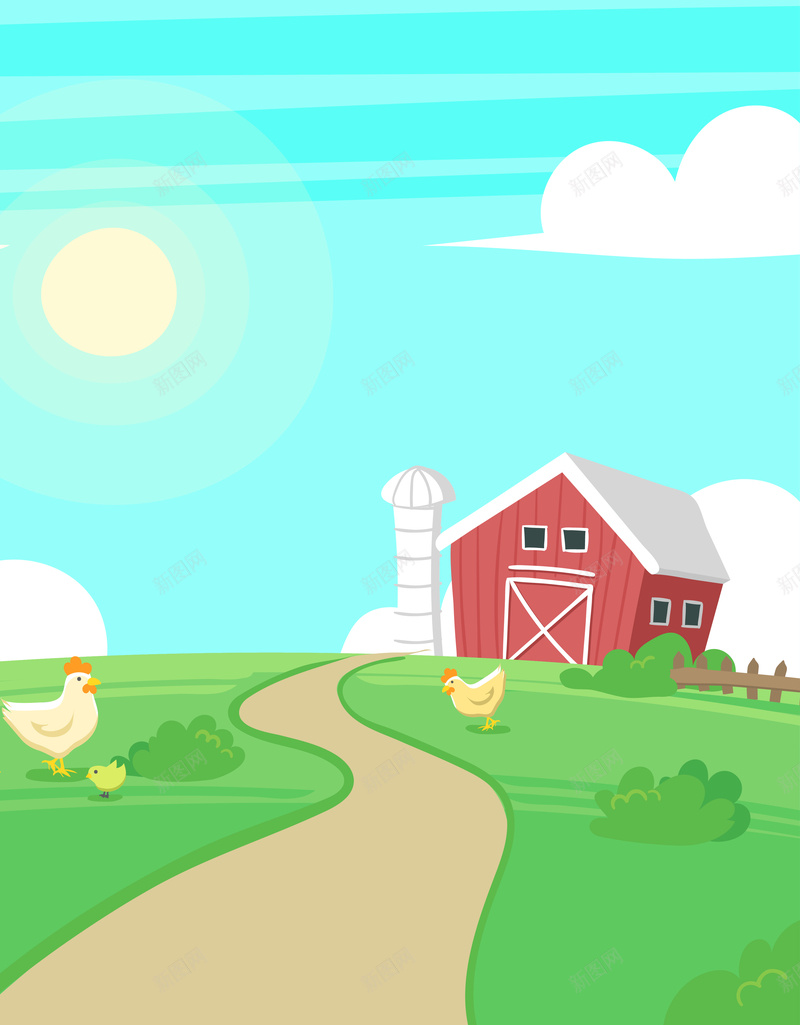 卡通手绘情凉夏季乡村度假村背景素材eps设计背景_新图网 https://ixintu.com 乡村 卡通 夏季 情凉 手绘 度假村 背景 素材