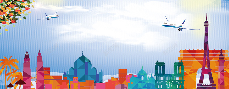 城市大气几何飞机蓝天景色bannerpsd设计背景_新图网 https://ixintu.com 城市 城市建筑 大气 文明 城市背景 城市图片 高楼大厦 城市夜景 城市风光 城市剪影