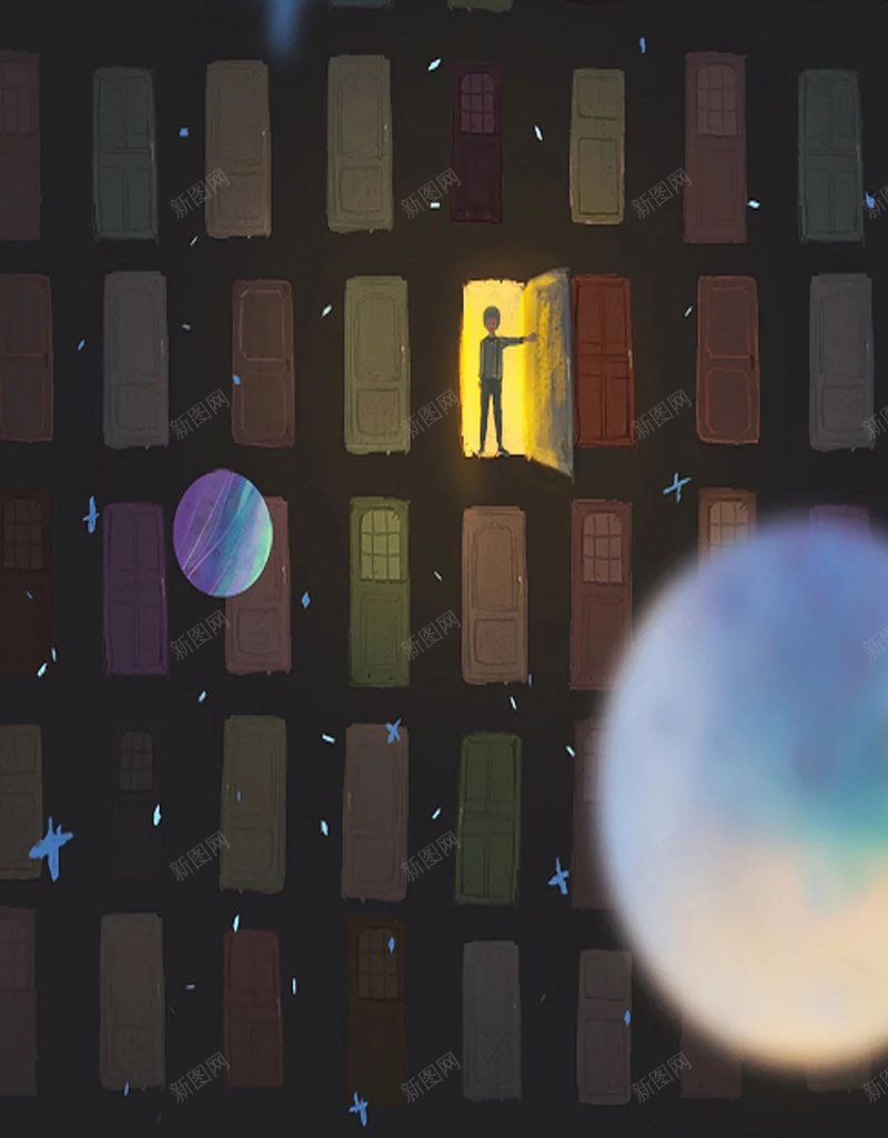 童趣手绘门后的星空背景浪漫背景H5背景jpg设计背景_新图网 https://ixintu.com 童趣背景 童趣 浪漫星空 背景 星空 星空背景 浪漫 浪漫背景