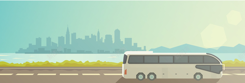 旅行度假banner背景eps设计背景_新图网 https://ixintu.com 旅行 度假 banner 大巴车 城市 扁平 海报banner 渐变 几何