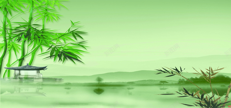 竹子海报背景psd设计背景_新图网 https://ixintu.com 山水 海报 竹子 背景 风景 绿色 海报banner