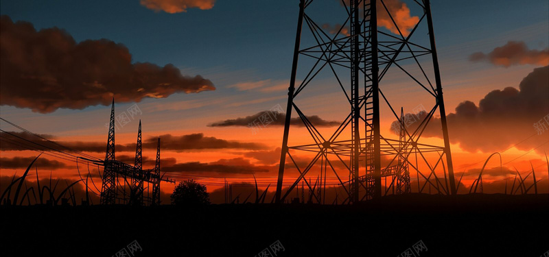 卡通夕阳信号塔jpg设计背景_新图网 https://ixintu.com 夕阳 卡通 手绘 海报banner 童趣 信号塔