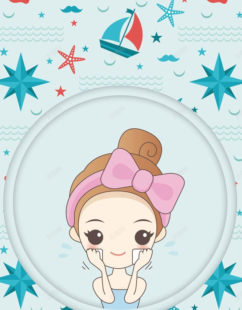 简约小清新美容店jpg设计背景_新图网 https://ixintu.com 可爱女孩 手绘插画 小清新 美容店 简约 面膜 卡通 美容