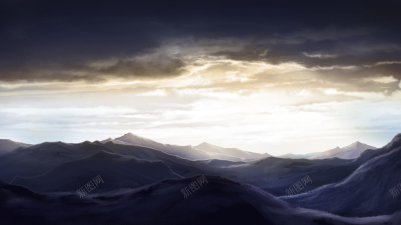 创意天空PSD分层素材psd设计背景_新图网 https://ixintu.com 夕阳天空 多云 大气 天空 山脉 山峰连绵 乌云密布开心