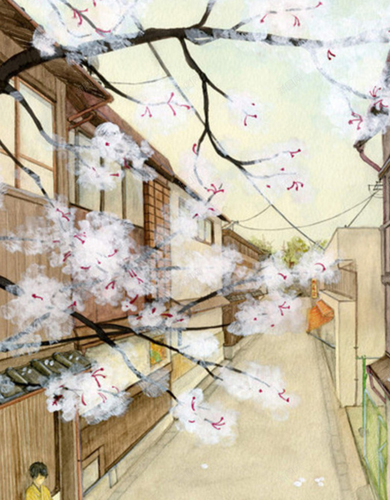 日本街道插画H5背景jpg设计背景_新图网 https://ixintu.com 日本 街道 插画 背景 卡通 H5 童趣 手绘