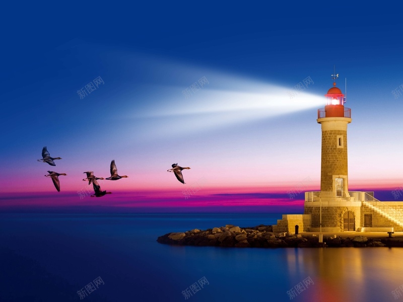 企业文化展板设计展望未来灯塔psd设计背景_新图网 https://ixintu.com 企业文化 展望未来 灯塔 鹰 海上 夜空 方向 科技 科幻 商务