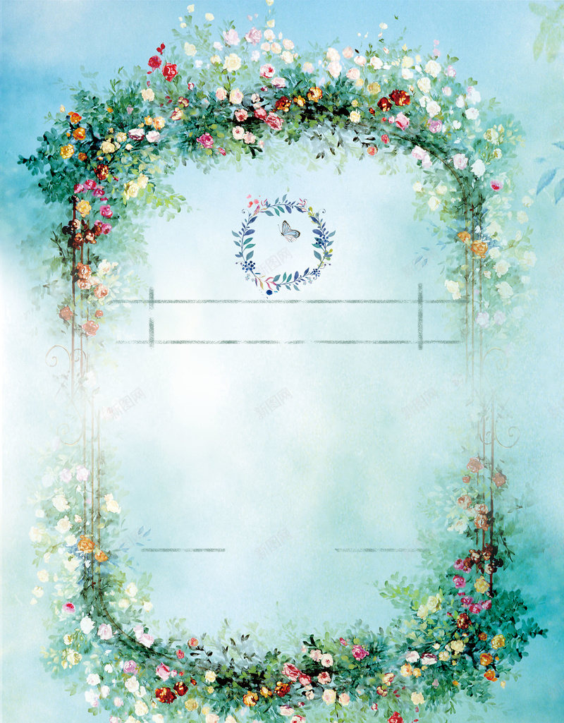 浪漫仙境花卉背景素材psd设计背景_新图网 https://ixintu.com 云雾 海报 渐变 背景 蓝色 矢量 仙境 浪漫 梦幻
