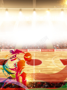 酷炫篮球场篮球运动竞技海报背景素材背景