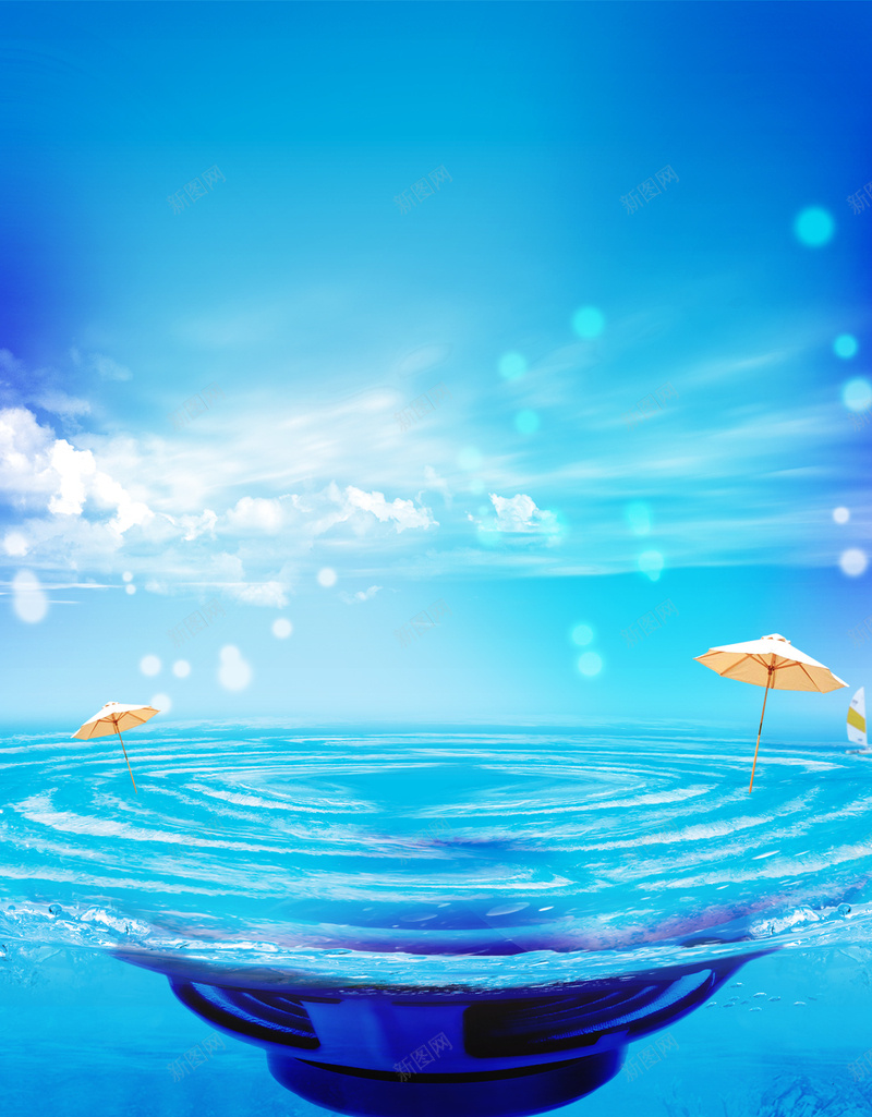 商务蓝色海水H5背景psd设计背景_新图网 https://ixintu.com 休闲 商务 海水 海面 蓝色 太阳伞 海底 海底文化 海底背景