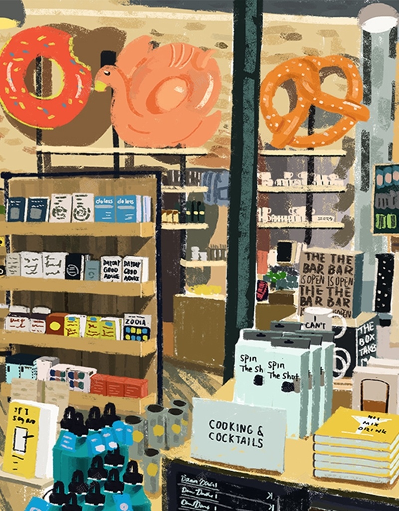 书店插画H5背景jpg设计背景_新图网 https://ixintu.com 书店 卡通 文艺 童趣 简约 H5 手绘