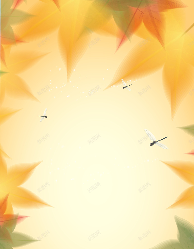 秋叶海报背景psd设计背景_新图网 https://ixintu.com 小清新 文艺 秋天 金秋 黄色 简约