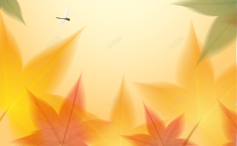 秋叶海报背景psd设计背景_新图网 https://ixintu.com 小清新 文艺 秋天 金秋 黄色 简约