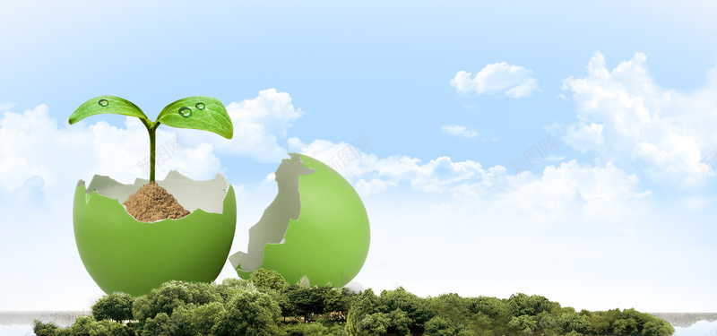 发芽psd设计背景_新图网 https://ixintu.com 树林 蓝天 发芽 海报banner 卡通 童趣 手绘
