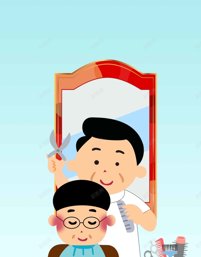 卡通理发背景素材psd设计背景_新图网 https://ixintu.com 卡通 海报 理发 矢量 背景 镜子 美发 可爱