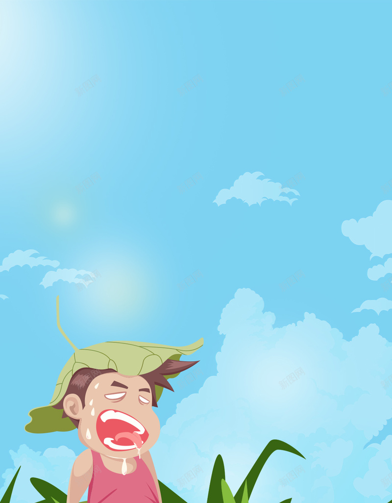 蓝色卡通手绘小暑PSD分层H5背景素材psd设计背景_新图网 https://ixintu.com 蓝色 卡通 手绘 小暑 背景素材 PSD分层 H5 农夫 二十四节气 炎热夏季