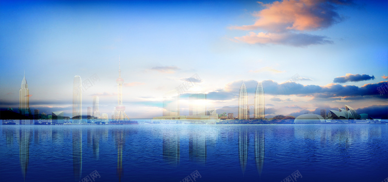 金融商务风景蓝色海报psd设计背景_新图网 https://ixintu.com 商务 大气 渐变 金融 风景 蓝色 海报