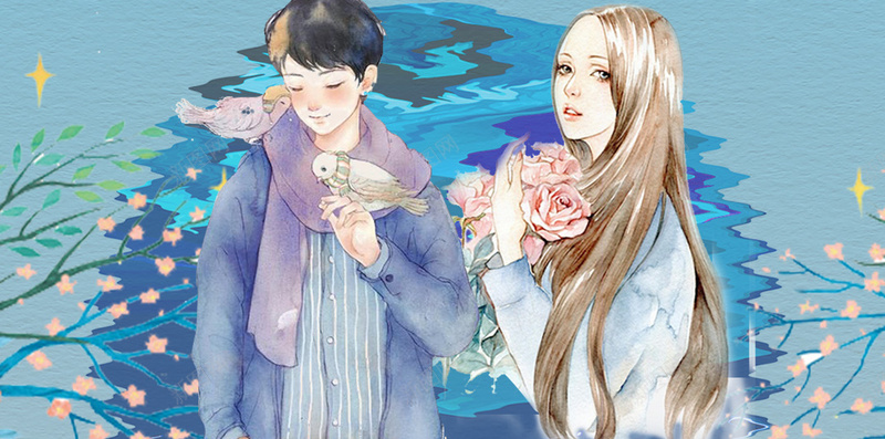 卡通简约蓝色心灵鸡汤小清新psd设计背景_新图网 https://ixintu.com 等你来 天空 河流 湖面 等待 寂静 时间 流水 等风来等你来 思念 想念 一个人等待 设计 广告设