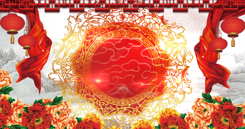 喜庆中国红花卉背景psd设计背景_新图网 https://ixintu.com 喜庆 红布 丝绸 牡丹 花卉 富贵 花开富贵 红色 中国风