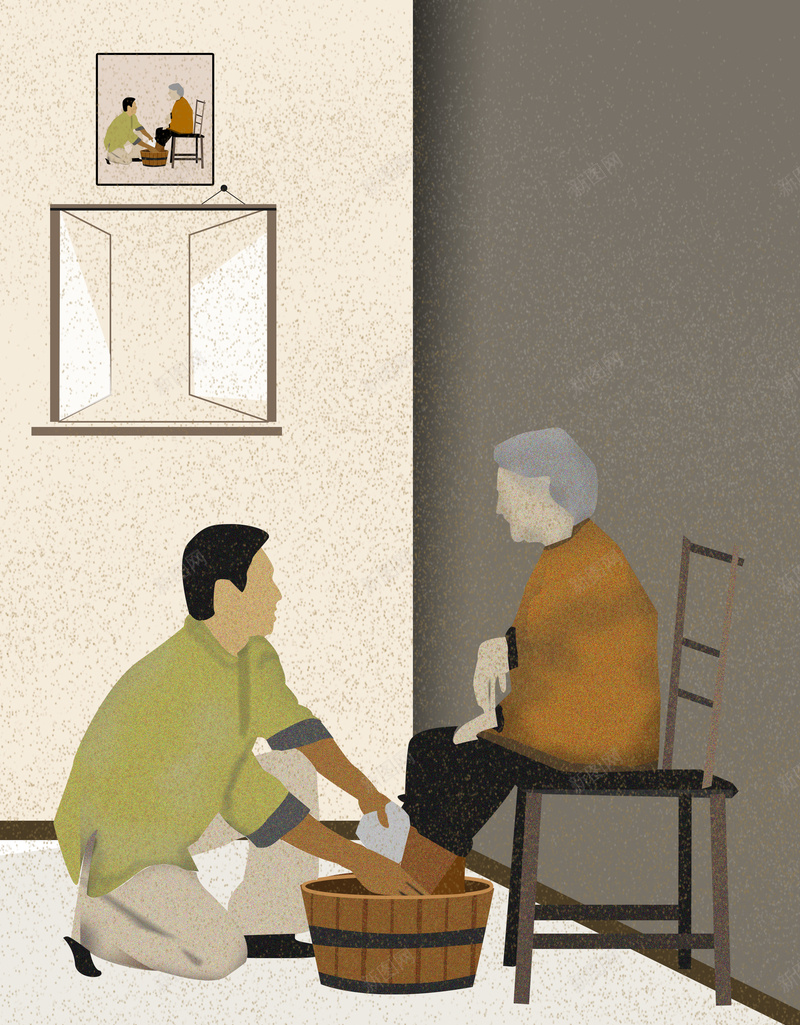 感恩节手绘广告背景图psd设计背景_新图网 https://ixintu.com 卡通 帮父母洗脚 感恩妈妈 感恩有你 感恩节 手绘 插画 母爱 洗脚 温馨 父爱