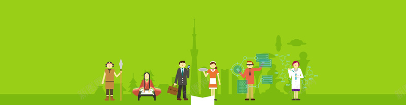 从古至今的人背景图jpg设计背景_新图网 https://ixintu.com 海报banner 医生 精英 绿色 塔 古人 卡通 童趣 手绘