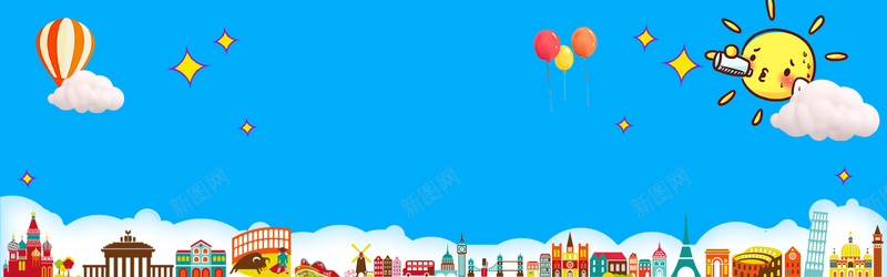 童趣天空psd设计背景_新图网 https://ixintu.com 儿童 幼儿园 蓝天 漫画 海报banner