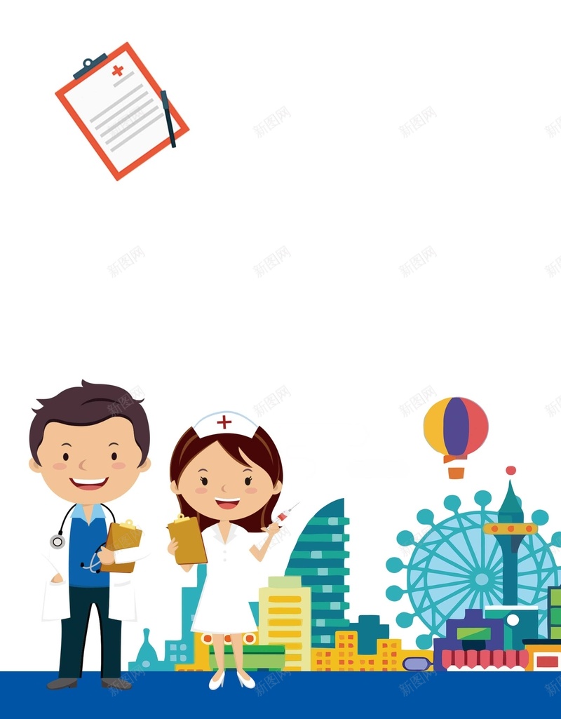 卡通医生医治鼻炎psd设计背景_新图网 https://ixintu.com 医治 医生 医疗 卡通 鼻炎 环境污染 城市 扁平 看病 打针吃药 海报