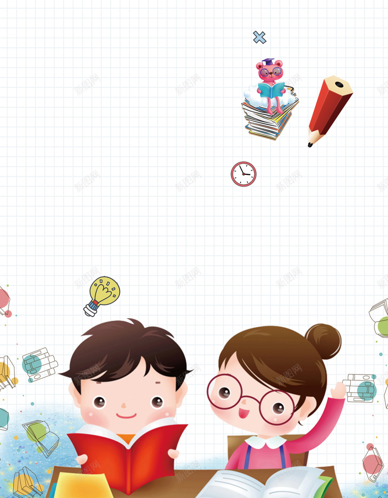 卡通中考倒计时海报psd设计背景_新图网 https://ixintu.com 中考倒计时 高考标语 冲刺 学生 高考 书本 课桌 卡通 笔