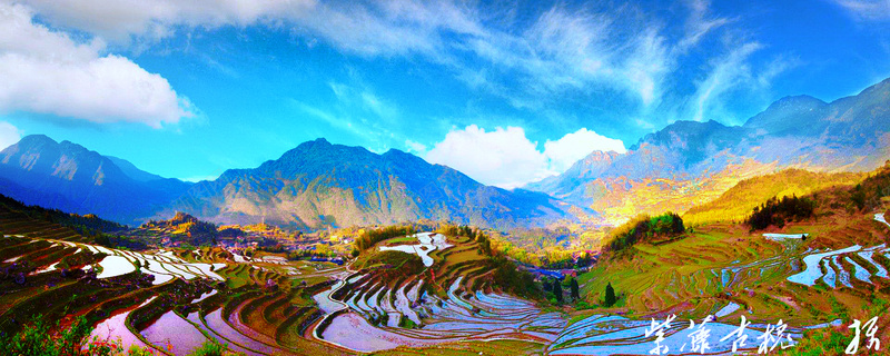 乡村梯田山水风景背景jpg设计背景_新图网 https://ixintu.com 梯田 乡村 自然 色彩 海报banner 摄影 风景