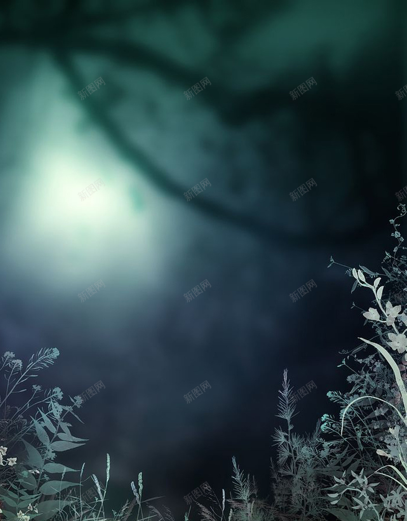 哥特风童话插画H5背景素材jpg设计背景_新图网 https://ixintu.com 童话 插画 花草 月光 哥特风情 H5