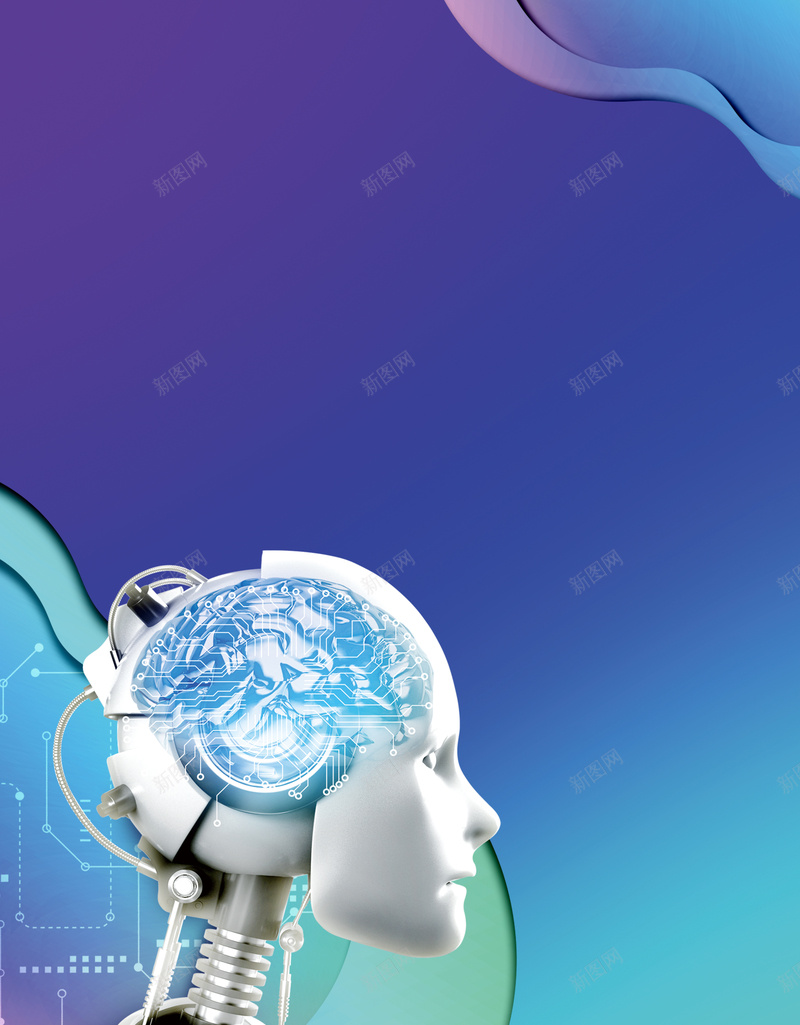 时尚科技公司招聘易拉宝psd设计背景_新图网 https://ixintu.com 人工智能 引领未来 智能时代 机器人 科技 招聘 诚聘 渐变