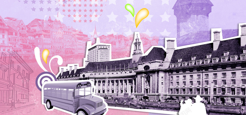 插画背景jpg设计背景_新图网 https://ixintu.com 卡通 建筑线稿 房子 手绘 汽车 汽车先 海报banner 童趣