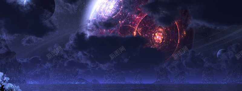 淘宝banenrjpg设计背景_新图网 https://ixintu.com 宇宙 浩瀚星空 视野广阔 风景 高山 建筑群 奢华背景 海报banner 星空 星云 星海 星际 摄影