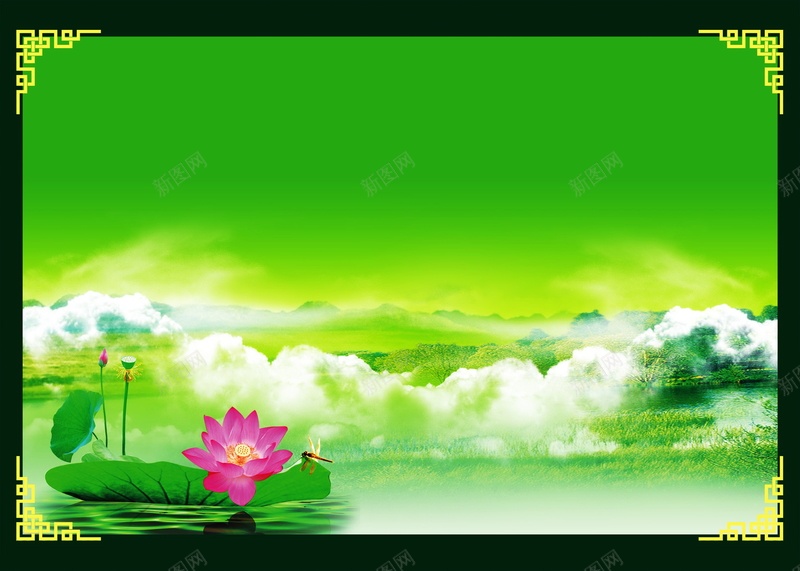 荷花荷叶背景模板psd设计背景_新图网 https://ixintu.com 花朵 荷叶 荷花 莲蓬 云 海报 平面 广告 背景 PSD 素材 模板