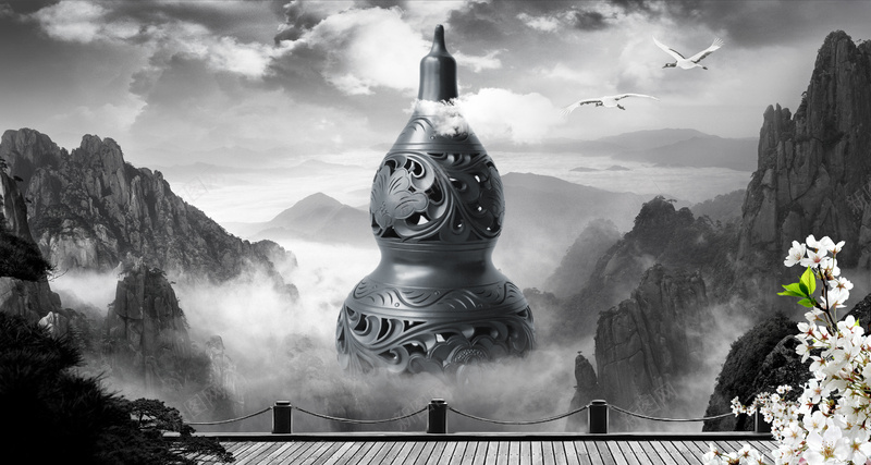 仙境中国风葫芦山峰背景素材psd设计背景_新图网 https://ixintu.com 仙境 中国风 葫芦 山峰 背景素材